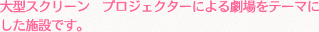 大型スクリーン　プロジェクターによる劇場をテーマにした施設です。